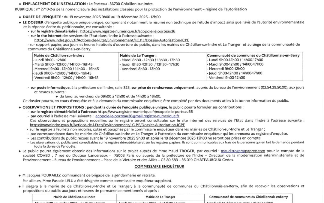 Enquête publique Ecopole du Porteau