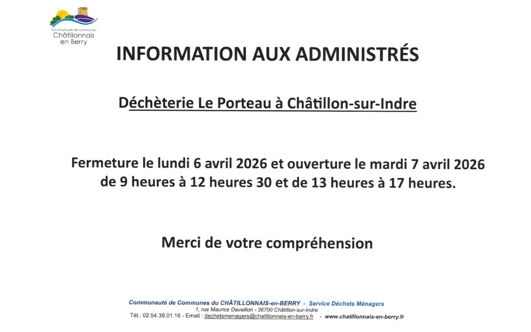 Décalage ouverture de la déchèterie