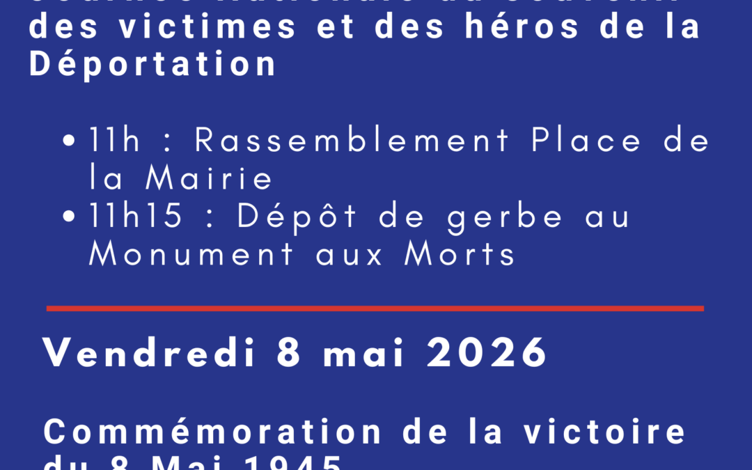 Cérémonies du 26 avril et 8 mai 2026