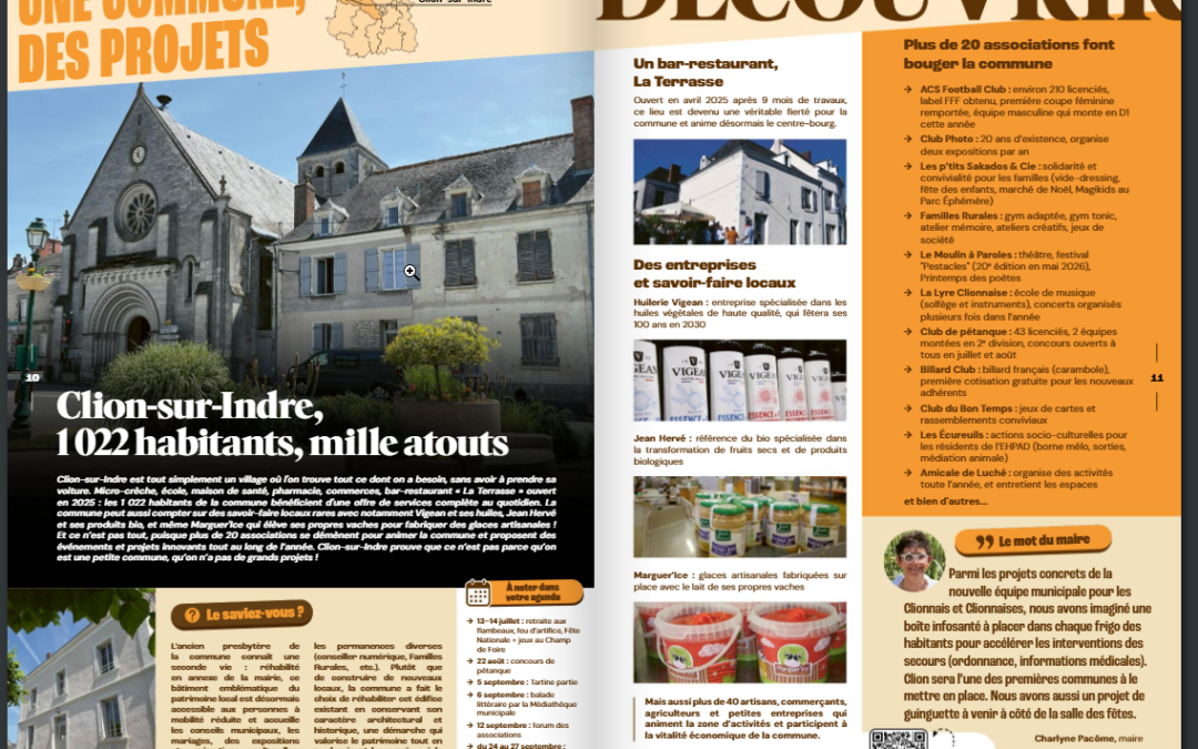 La commune de Clion mise à l&rsquo;honneur dans le magazine du Département de l&rsquo;Indre